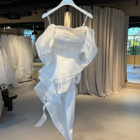 Milla Dreamy blouse with meringue flounces in white, Midnight Walk - Picture 5 of 8